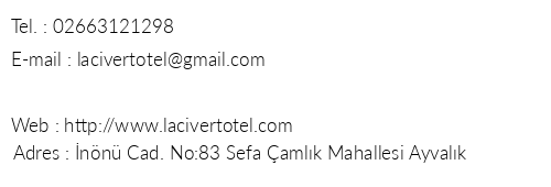 Lacivert Otel telefon numaralar, faks, e-mail, posta adresi ve iletiim bilgileri